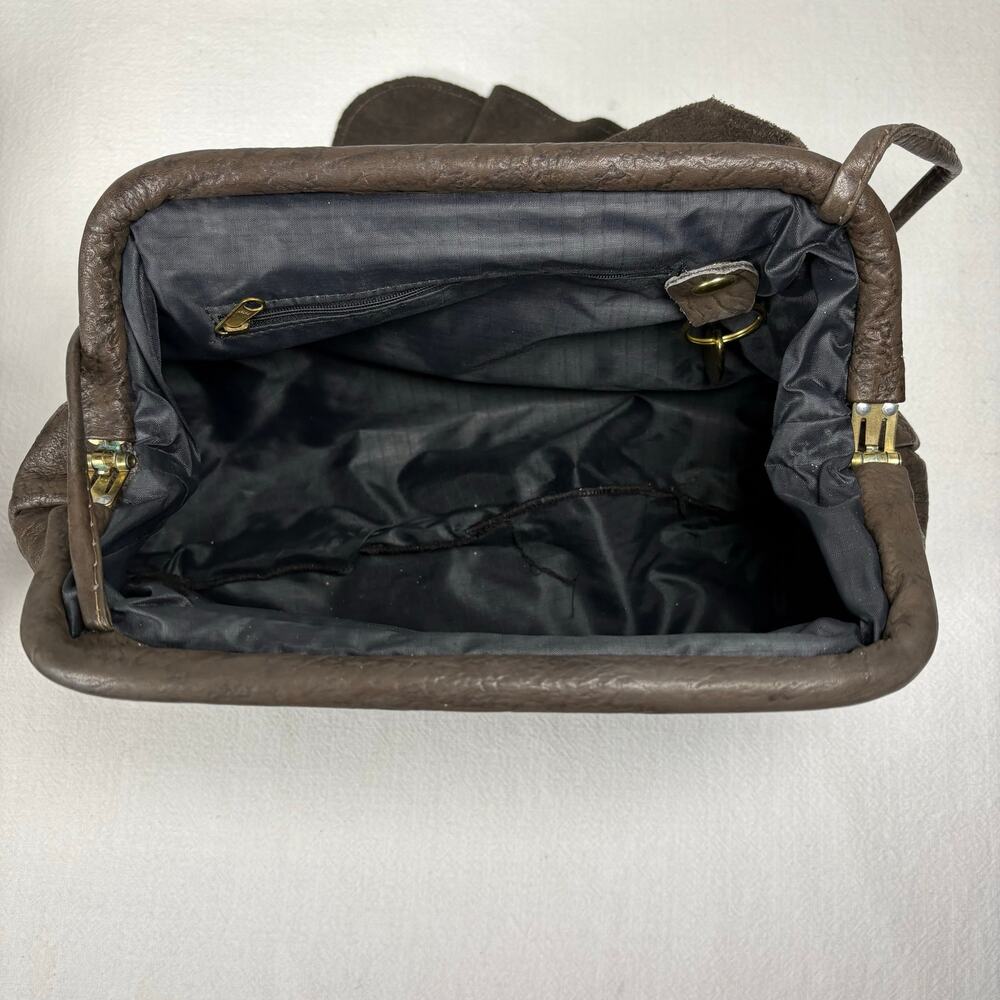 Vintage 1980s Marco Avane Brown Leather Sculptural Frame Shoulder Bag Minimalist - Picture 10 of 11